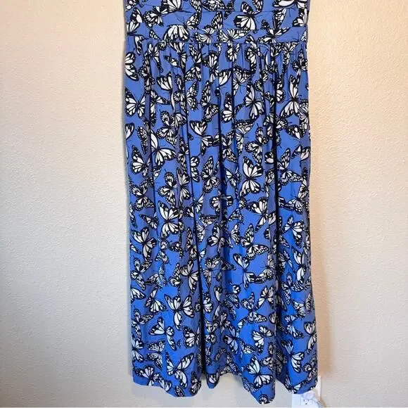 Kate Spade Butterfly Print Blue A Line Dress Womens 6 Modest Casual Knee  Length Dresses